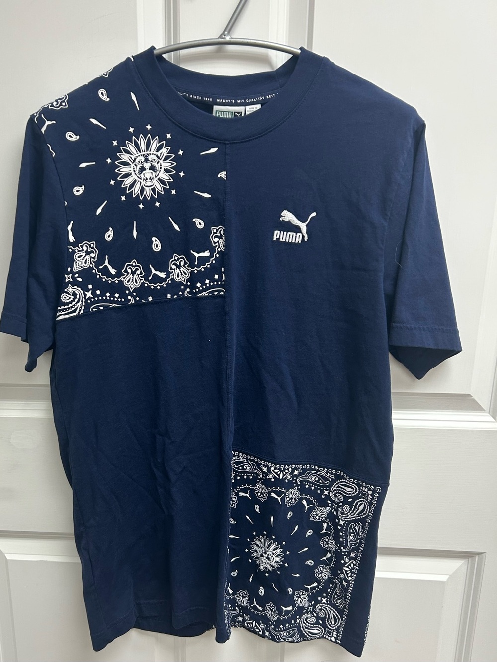 Puma Offbeat Patchwork Tees 1 Navy/White 1 Black/Red Size Small